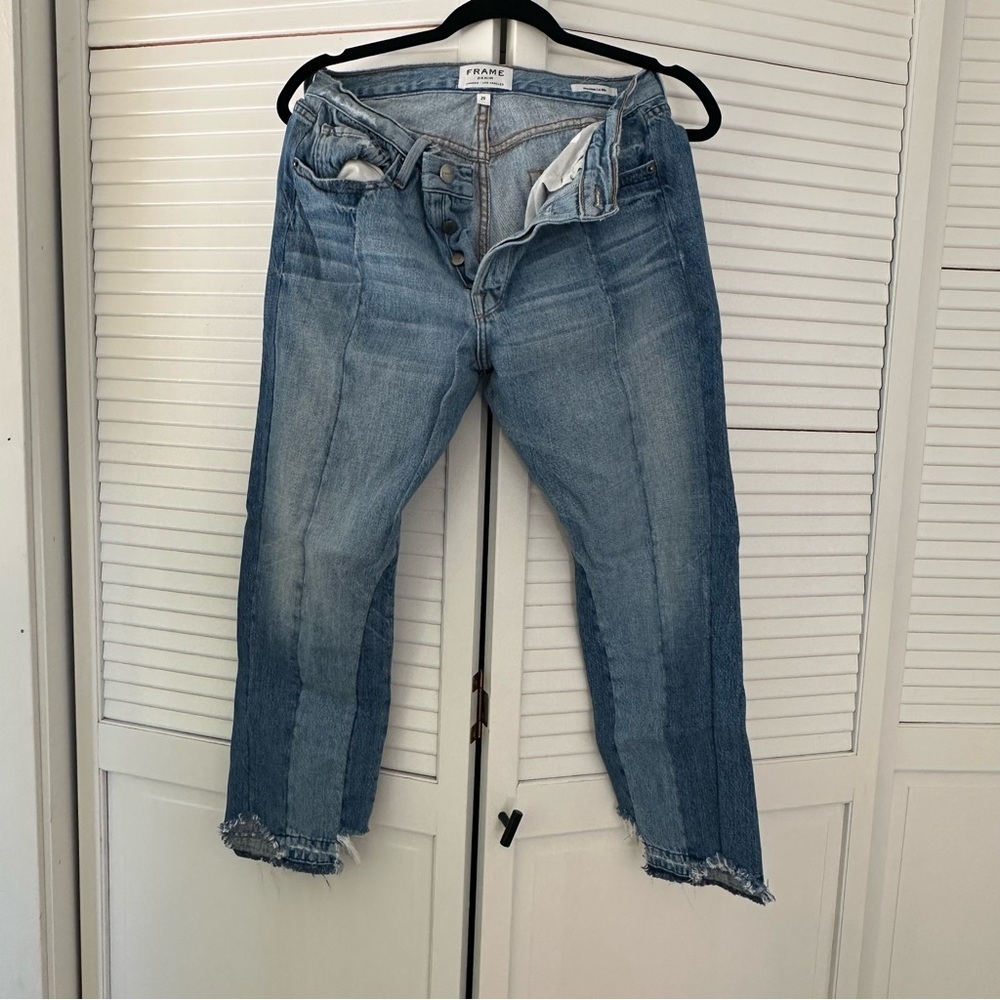 Frame Nouveau Le Mix Denim Cropped Blue Jeans - Picture 2 of 3